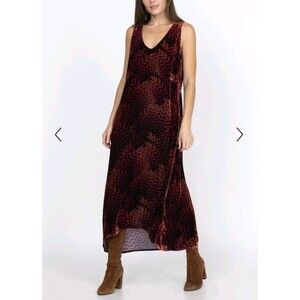 JOHNNY WAS Belle Velvet Tank Dress NEW Silk Sleeveless Red Boho Evening Dress